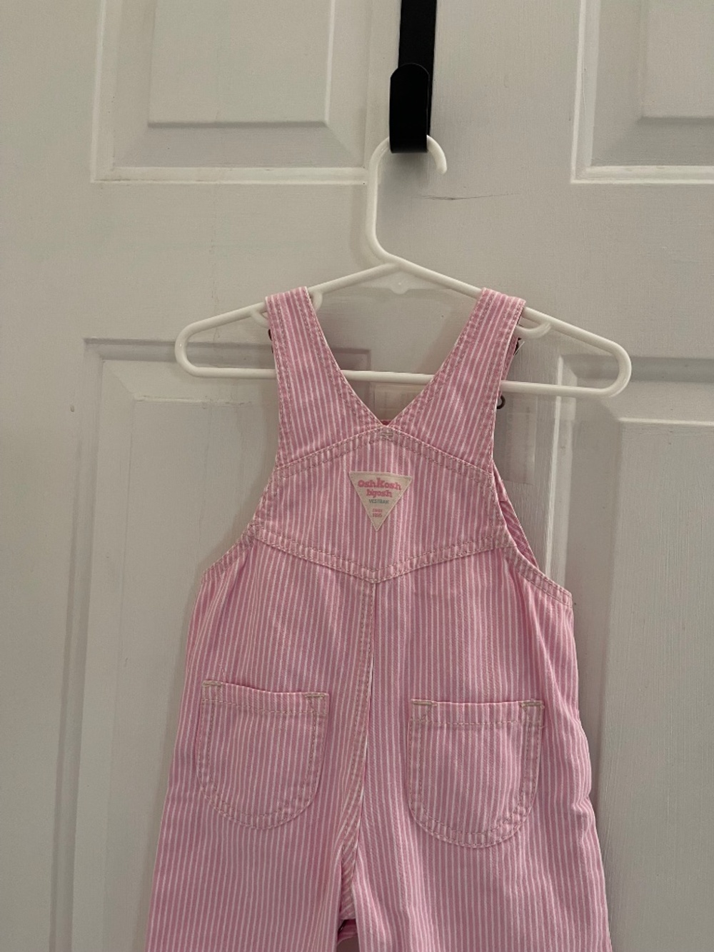 Vintage OshKosh B'gosh Pink Striped Vestbak Overalls 12 mo - Picture 6 of 11